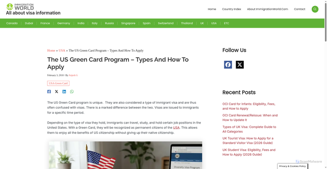 Security scan screenshot of https://www.immigrationworld.com/usa/us-green-card-program/