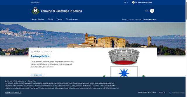 Security scan screenshot of https://www.comune.cantalupoinsabina.ri.it