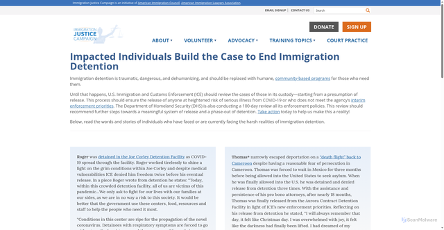 Security scan screenshot of https://immigrationjustice.us/advocacy/advocacy-issues/ending-immigration-detention/impacted-individuals-build-the-case-to-end-immigration-detention/