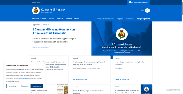 Security scan screenshot of https://comune.nasino.sv.it/