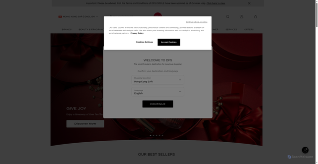 Security scan screenshot of https://www.dfs.com/