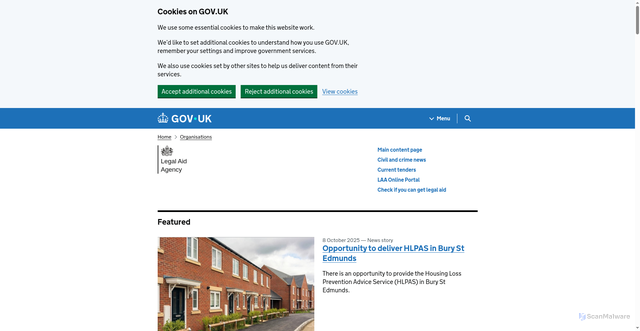 Security scan screenshot of https://www.gov.uk/government/organisations/legal-aid-agency