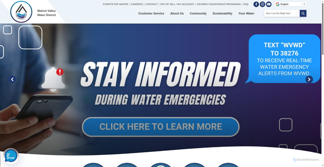 Security scan screenshot of https://walnutvalleywater.gov/