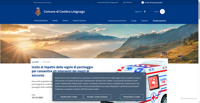 Security scan screenshot of https://www.comune.cembralisignago.tn.it/
