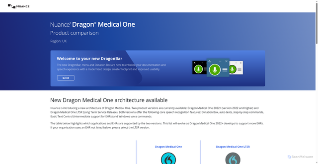 Security scan screenshot of https://dragonmedicalone.nuance.co.uk