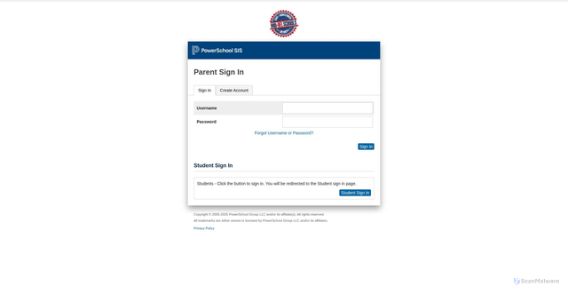 Security scan screenshot of https://middel.powerschool.com