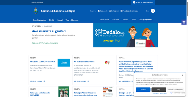 Security scan screenshot of https://comune.canneto.mn.it/