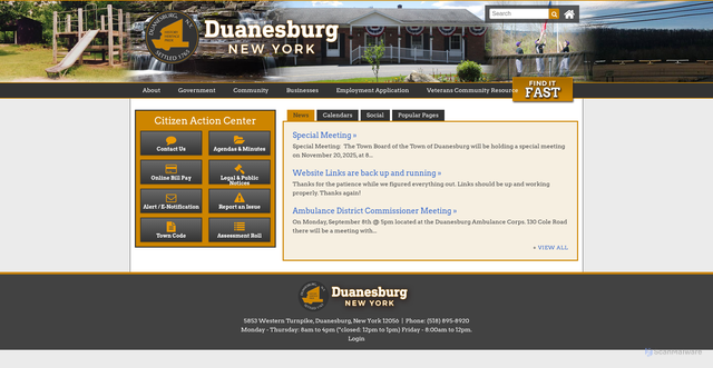 Security scan screenshot of https://www.duanesburg.gov/