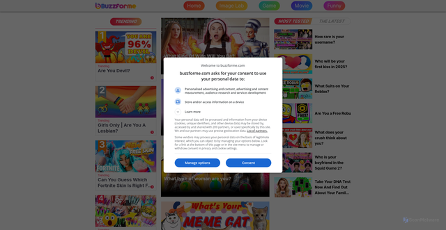 Security scan screenshot of https://buzzforme.com