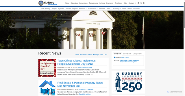 Security scan screenshot of https://sudbury.ma.us/