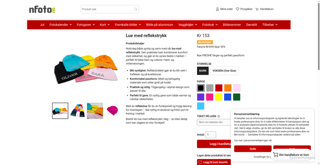 Security scan screenshot of https://nfoto.no/lue-med-reflekstrykk