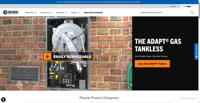 Security scan screenshot of https://statewaterheaters.com