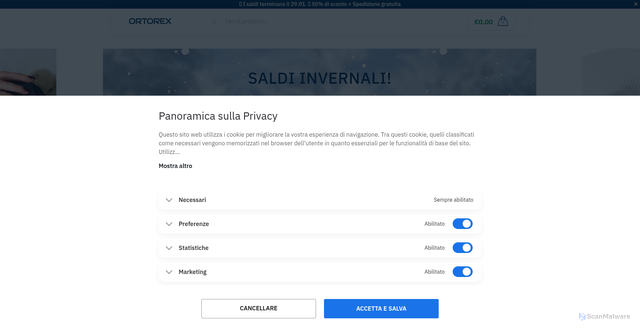 Security scan screenshot of https://ortorex.it