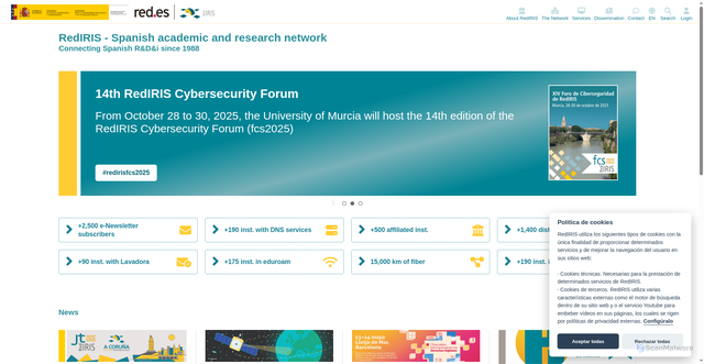 Security scan screenshot of https://rediris.es