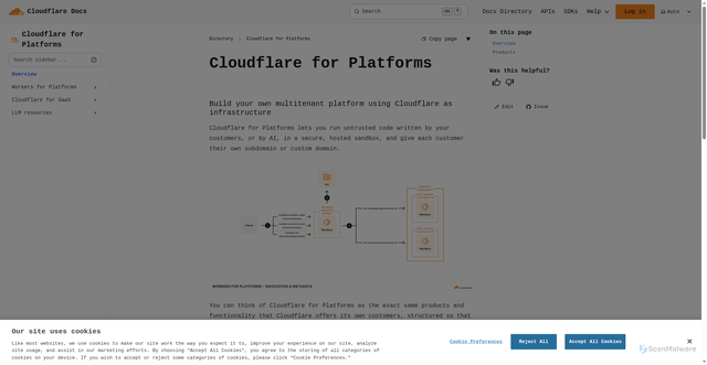 Security scan screenshot of https://cloudflare-docs-ejs.pages.dev/cloudflare-for-platforms/