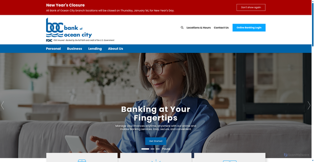 Security scan screenshot of https://www.bankofoceancity.com/