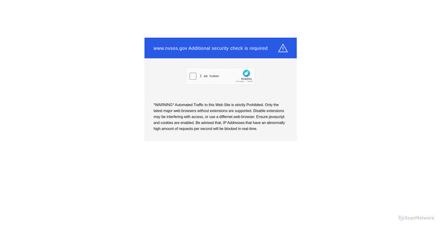 Security scan screenshot of https://www.nvsos.gov/
