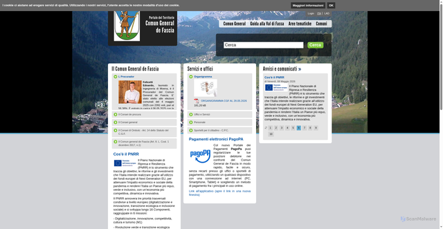 Security scan screenshot of https://www.comungeneraldefascia.tn.it