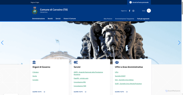 Security scan screenshot of https://www.comune.carosino.ta.it