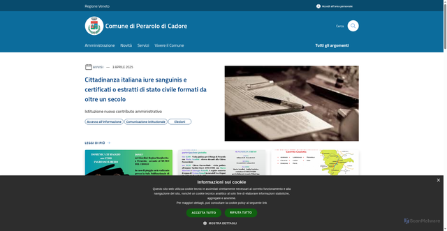 Security scan screenshot of https://www.comune.perarolodicadore.bl.it
