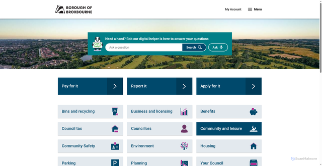 Security scan screenshot of http://www.broxbourne.gov.uk