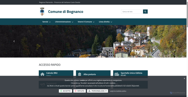 Security scan screenshot of https://comune.bognanco.vb.it/it-it/home