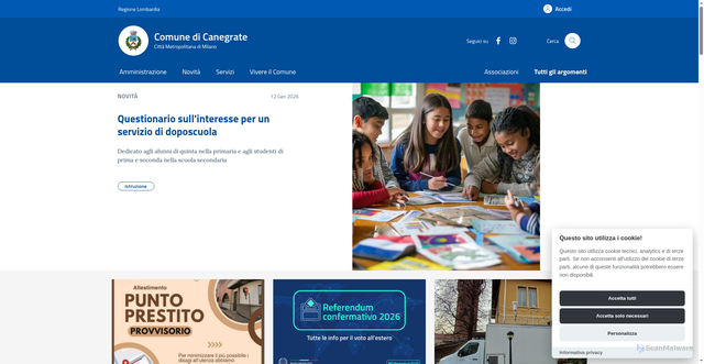 Security scan screenshot of https://www.comunecanegrate.it/home_new.php