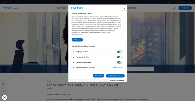 Security scan screenshot of https://insight.factset.com/sp-500-earnings-season-update-july-31-2026