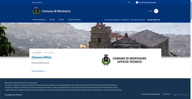 Security scan screenshot of https://www.comune.montauro.cz.it/
