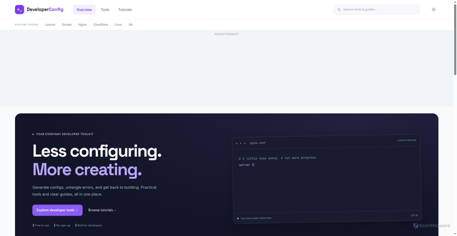 Security scan screenshot of http://configforge.online/