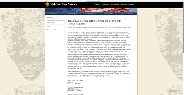 Security scan screenshot of https://parkplanning.nps.gov/projectHome.cfm?ProjectID=26512