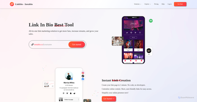 Security scan screenshot of https://linkbio.co/