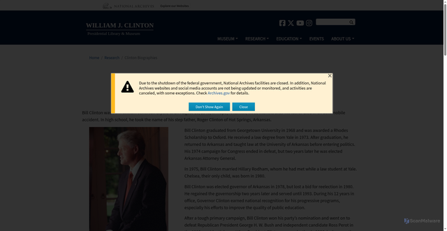 Security scan screenshot of https://www.clintonlibrary.gov/research/clinton-biographies