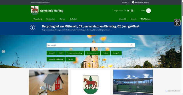 Security scan screenshot of https://www.comune.avelengo.bz.it