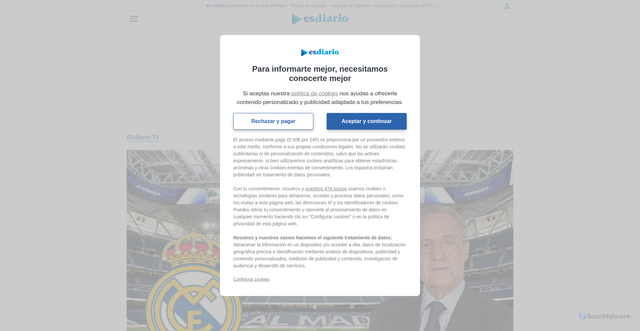 Security scan screenshot of https://www.esdiario.com/videos/260613/190303/bernabeu-dispara-real-madrid-cuentas-florentino-callan-agoreros.html