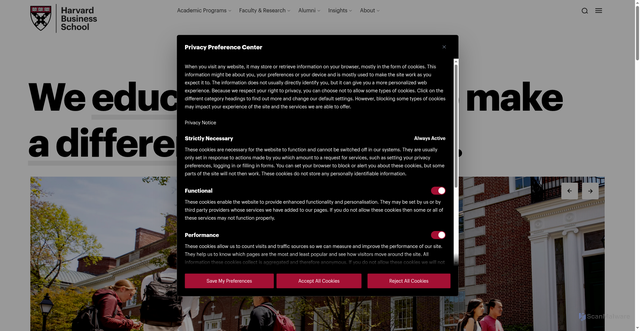 Security scan screenshot of https://www.hbs.edu/
