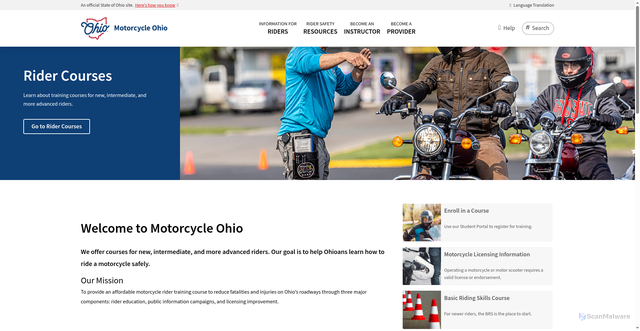Security scan screenshot of https://motorcycle.ohio.gov/