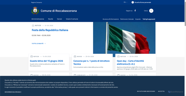 Security scan screenshot of https://www.comune.roccabascerana.av.it