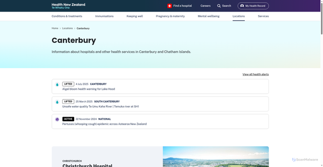 Security scan screenshot of http://cdhb.health.nz/