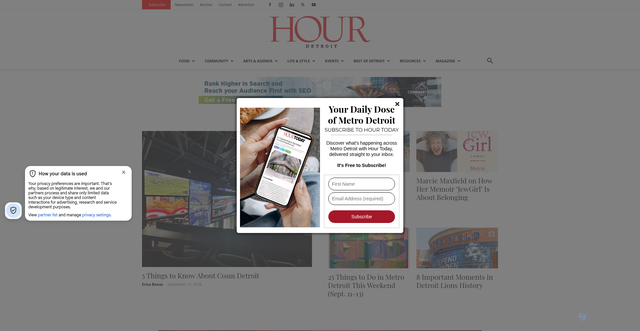 Security scan screenshot of https://hourdetroit.com