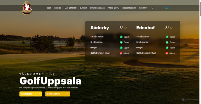 Security scan screenshot of https://golfuppsala.se