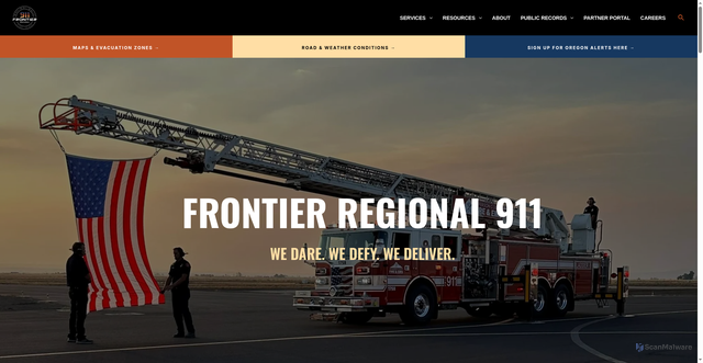 Security scan screenshot of https://frontier911or.gov/