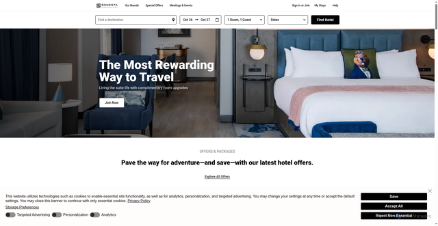 Security scan screenshot of https://www.sonesta.com/