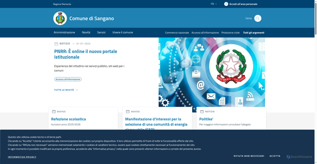 Security scan screenshot of https://www.comune.sangano.to.it/