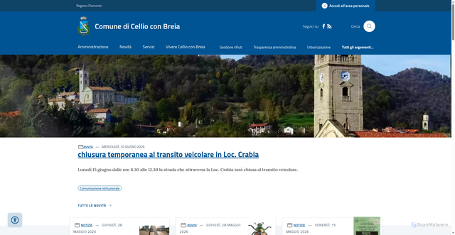 Security scan screenshot of https://www.comune.cellioconbreia.vc.it