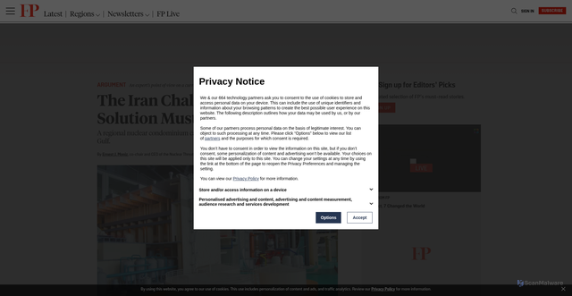 Security scan screenshot of https://foreignpolicy.com/2025/10/09/iran-nuclear-condominium-gulf-reactor-energy-agreement/
