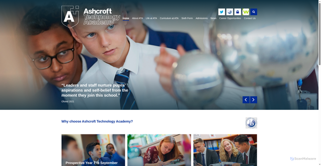 Security scan screenshot of http://www.ashcroftacademy.org.uk