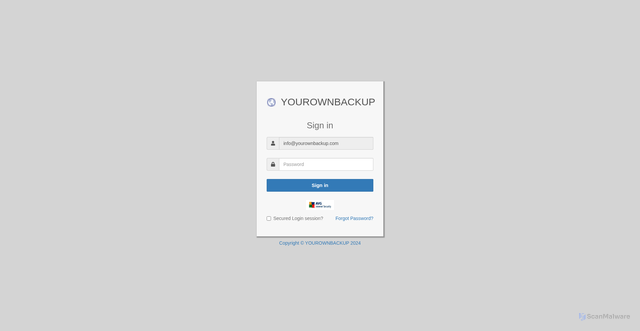 Security scan screenshot of https://yogisandyoginis.com/zpwll.html#info@yourownbackup.com