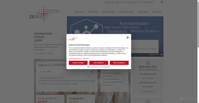 Security scan screenshot of https://www.zbmed.de/