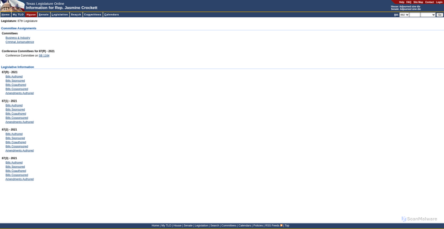Security scan screenshot of https://capitol.texas.gov/members/MemberInfo.aspx?Leg=87&Chamber=H&Code=A3965